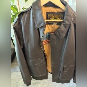 Brown Leather Bomber Jacket - Men's